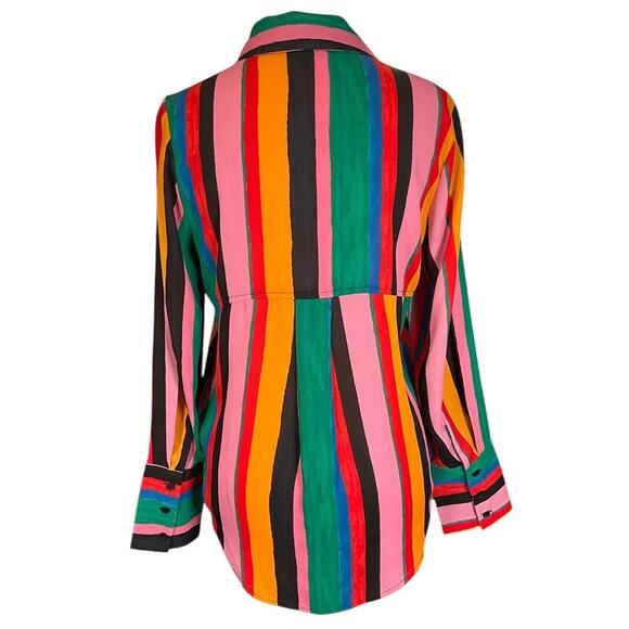 Who What Wear Multicolor Stripe Button-Down Blouse – Size XS (Y2K 90s Vibe) - Picture 2 of 9